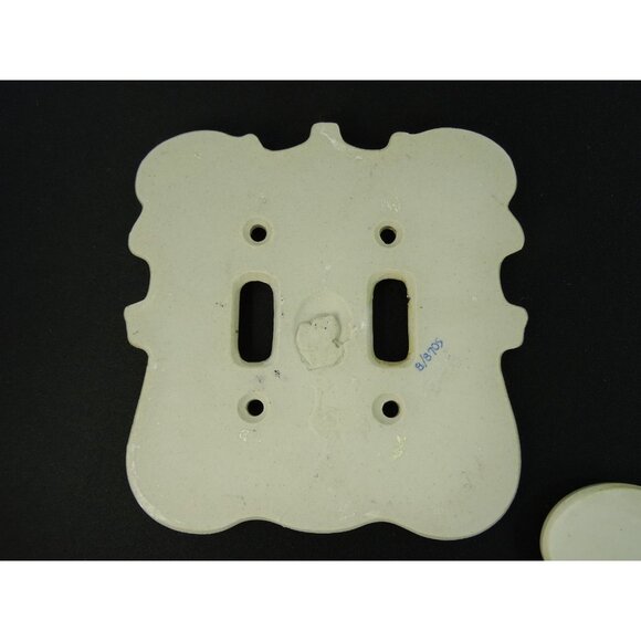 VIntage MCM Double Light Switch Cover Plates Lot Ceramic Floral Pink Purple - Picture 7 of 11